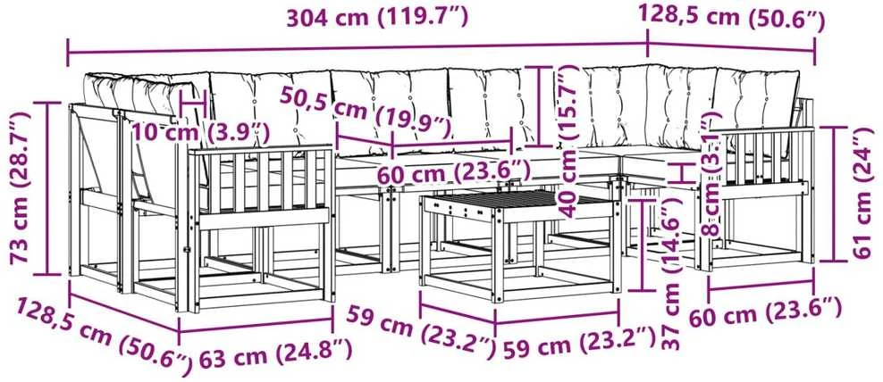 Lauko sofos komplektas 8 vnt. Balta ir kreminė