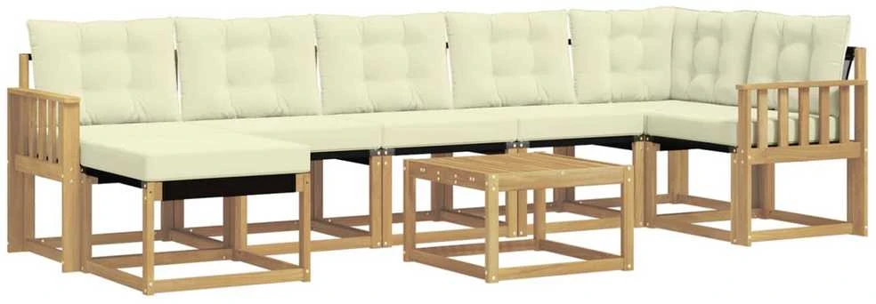 Lauko sofos komplektas 8 vnt. Balta ir kreminė