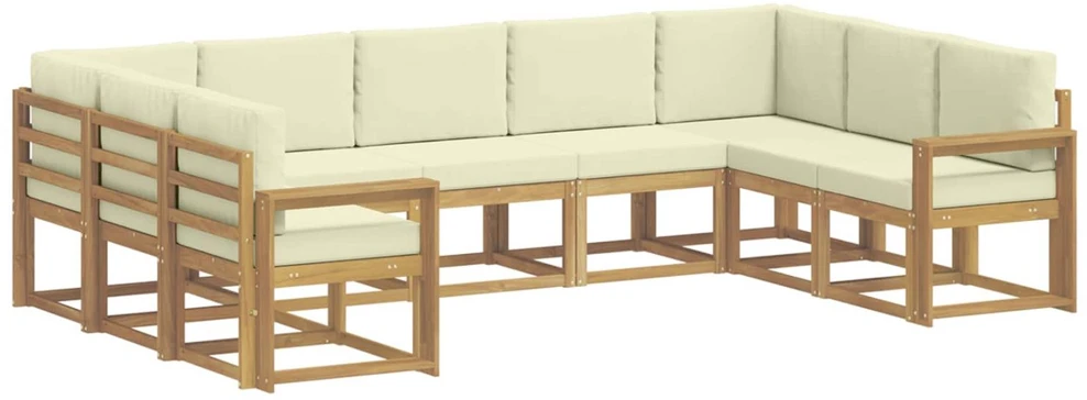 Lauko sofos komplektas 9 vnt. Balta ir kreminė