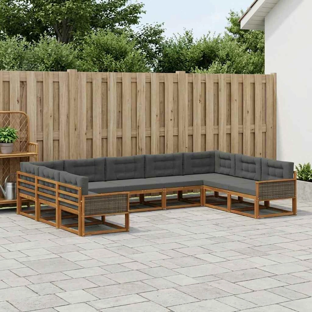 Lauko sofos komplektas 9 vnt. Natūralus ir antracitas