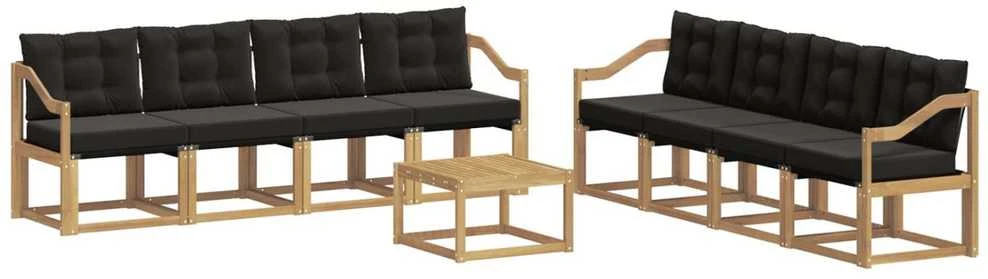 Lauko sofos komplektas 9 vnt. Balta ir juoda