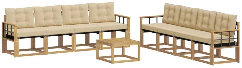 Lauko sofos komplektas 9 vnt. Balta ir kreminė