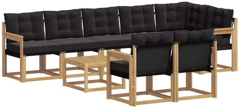 Lauko sofos komplektas 9 vnt. Balta ir juoda