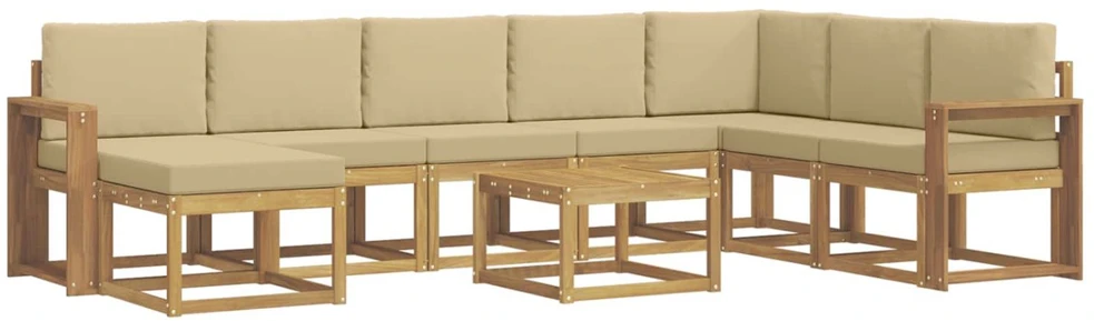 Lauko sofos komplektas 9 vnt. Balta ir kreminė