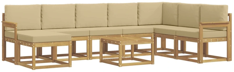Lauko sofos komplektas 9 vnt. Balta ir kreminė