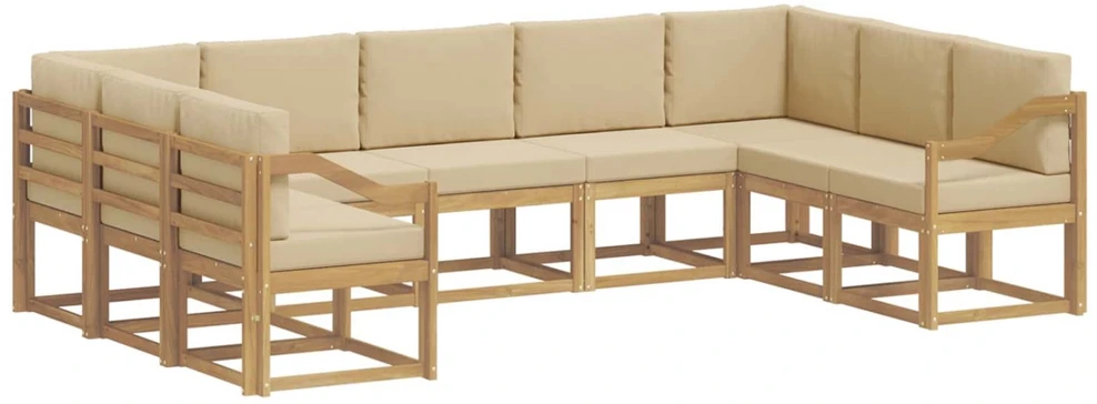 Lauko sofos komplektas 9 vnt. Balta ir kreminė