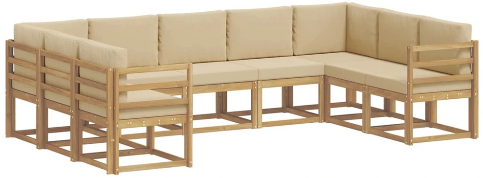 Lauko sofos komplektas 9 vnt. Balta ir kreminė