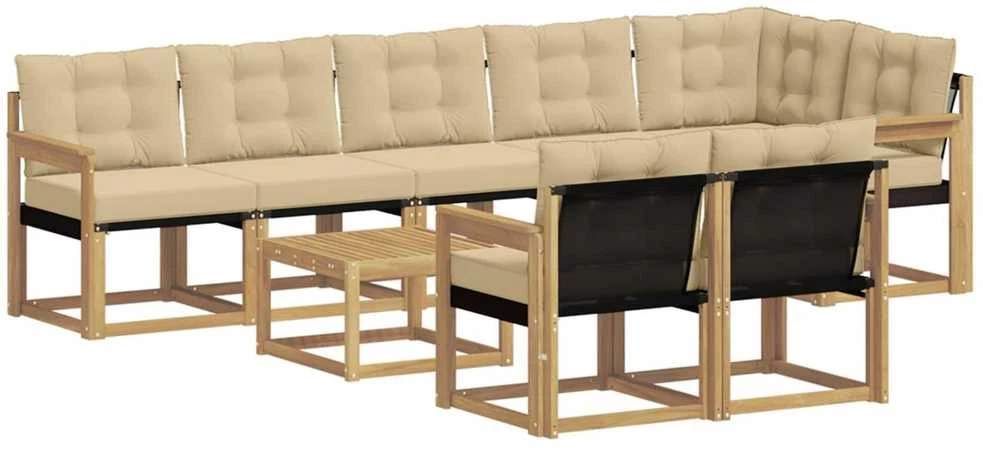 Lauko sofos komplektas 9 vnt. Balta ir kreminė