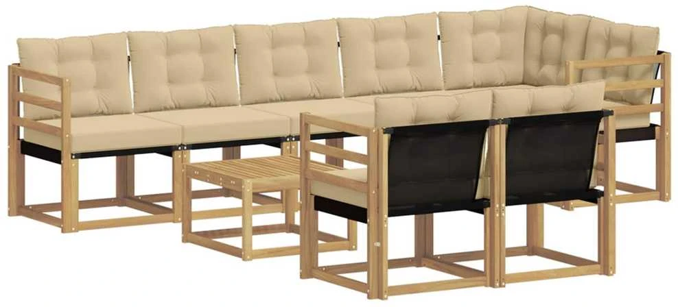 Lauko sofos komplektas 9 vnt. Balta ir kreminė