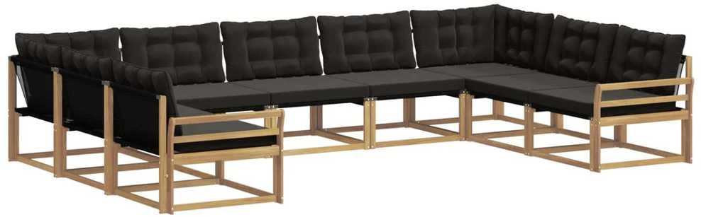 Lauko sofos komplektas 9 vnt. Balta ir juoda