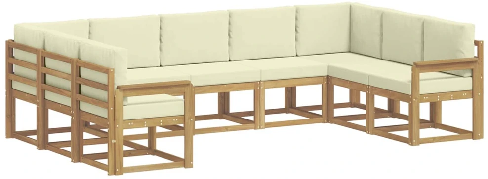 Lauko sofos komplektas 9 vnt. Balta ir kreminė