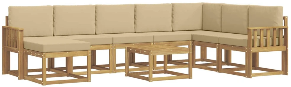 Lauko sofos komplektas 9 vnt. Balta ir kreminė