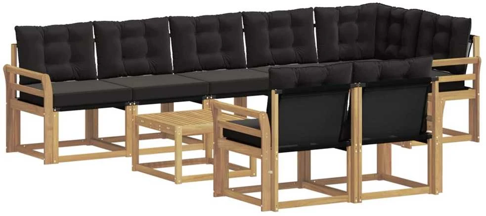 Lauko sofos komplektas 9 vnt. Balta ir juoda