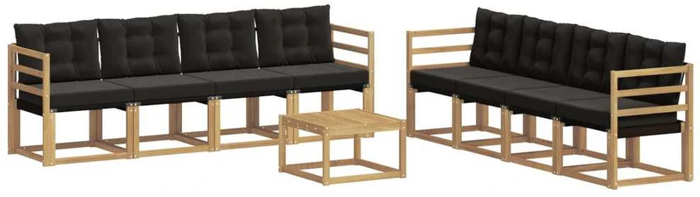 Lauko sofos komplektas 9 vnt. Balta ir juoda
