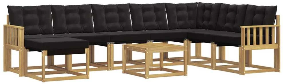 Lauko sofos komplektas 9 vnt. Balta ir juoda