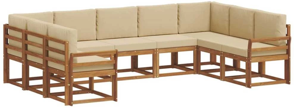 Lauko sofos komplektas 9 vnt. Natūralus ir bežinis