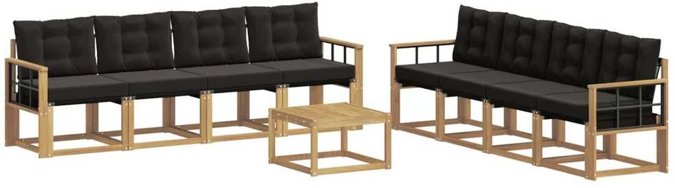 Lauko sofos komplektas 9 vnt. Balta ir juoda