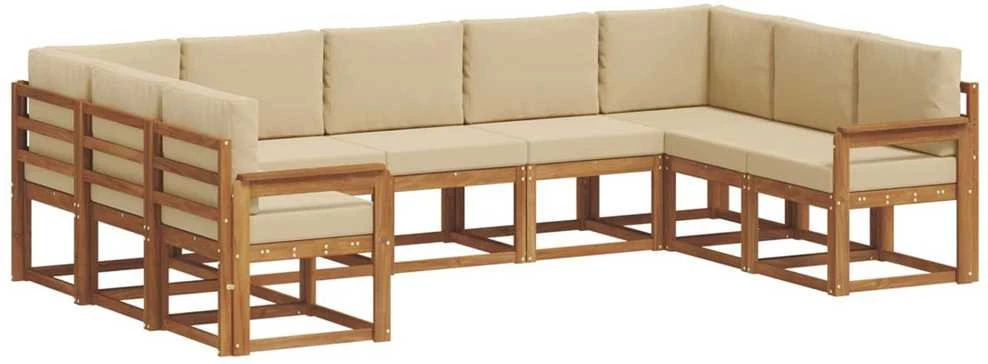 Lauko sofos komplektas 9 vnt. Natūralus ir bežinis