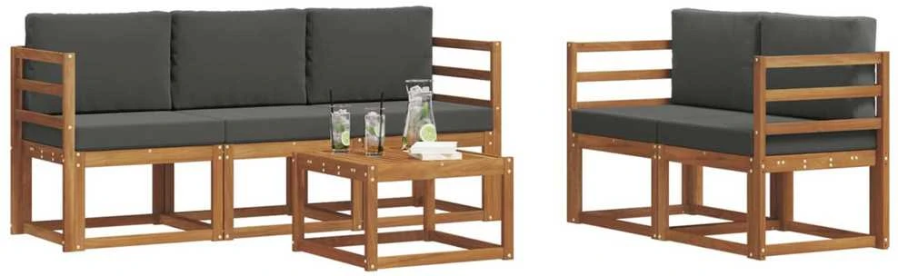 Lauko sofos komplektas 6 vnt. Natūralus ir antracitas