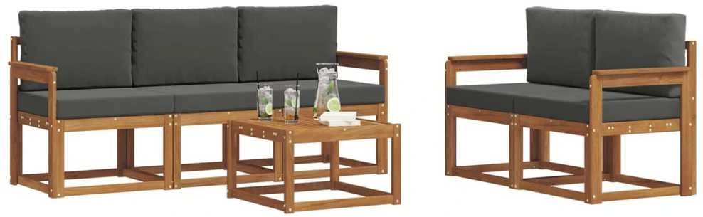 Lauko sofos komplektas 6 vnt. Natūralus ir antracitas