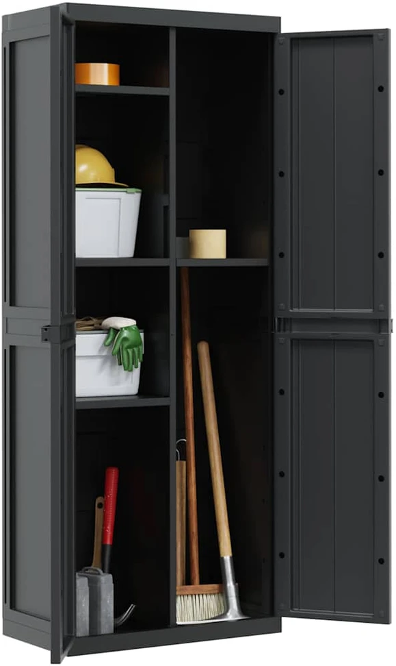 Lauko spintelė daiktams, juodos spalvos, 65x37x165cm, PP