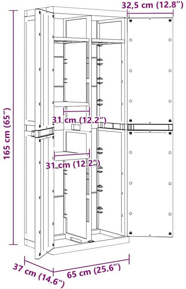 Lauko spintelė daiktams, pilkos/juodos spalvos, 65x37x165cm, PP