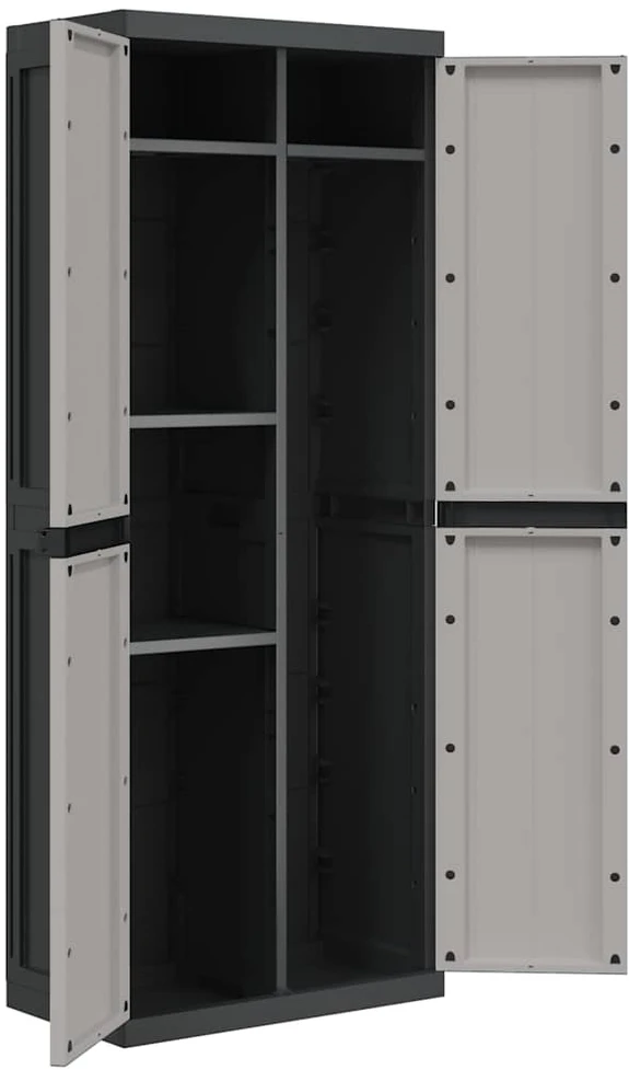 Lauko spintelė daiktams, pilkos/juodos spalvos, 65x37x165cm, PP