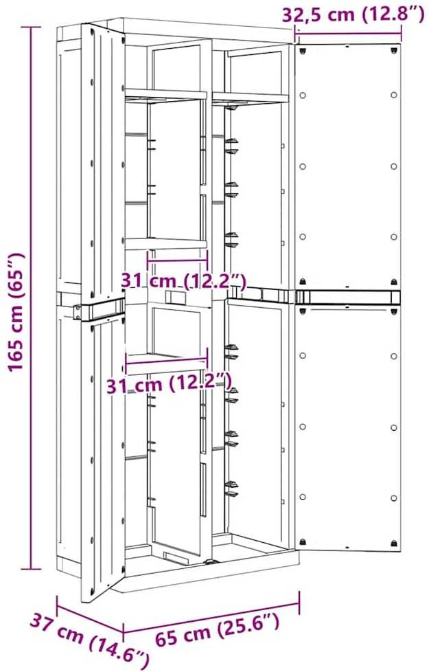 Lauko spintelė daiktams, pilkos/juodos spalvos, 65x37x165cm, PP