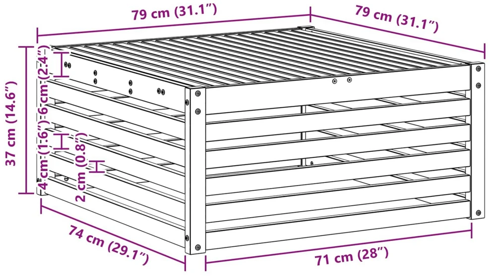 Lauko stalas Kietos akacijos mediena Balta 79 x 79 x 37 cm