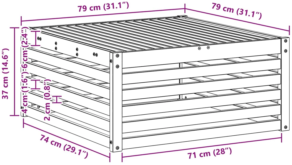 Lauko stalas Kietos akacijos mediena Balta 79 x 79 x 37 cm