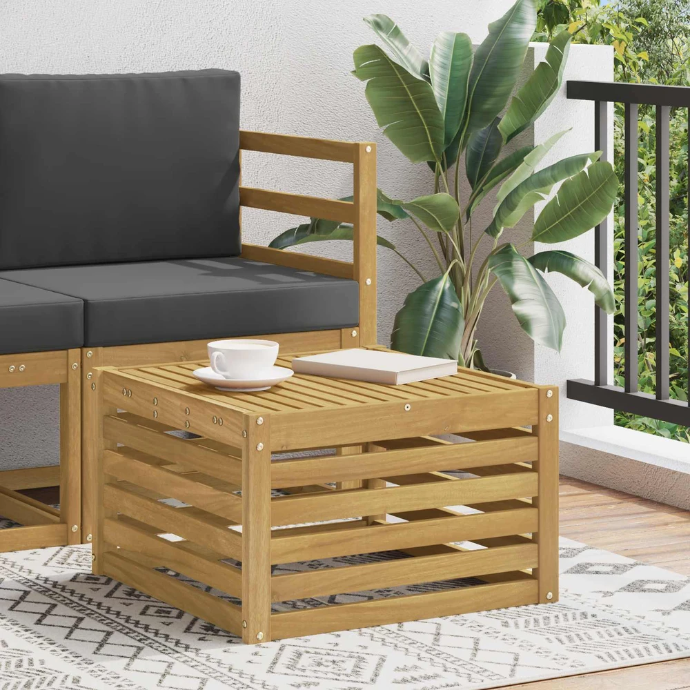 Lauko stalas Kietos akacijos mediena Balta 59 x 59 x 37 cm