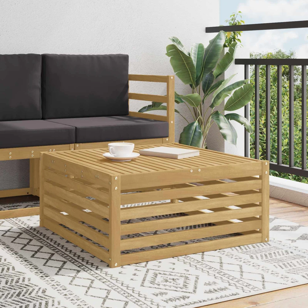 Lauko stalas Kietos akacijos mediena Balta 79 x 79 x 37 cm