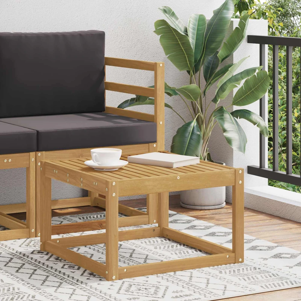 Lauko stalas Kietos akacijos mediena Balta 59 x 59 x 37 cm