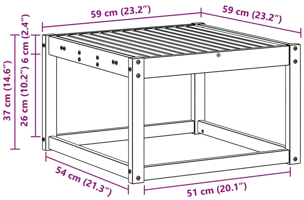Lauko stalas Kietos akacijos mediena Balta 59 x 59 x 37 cm