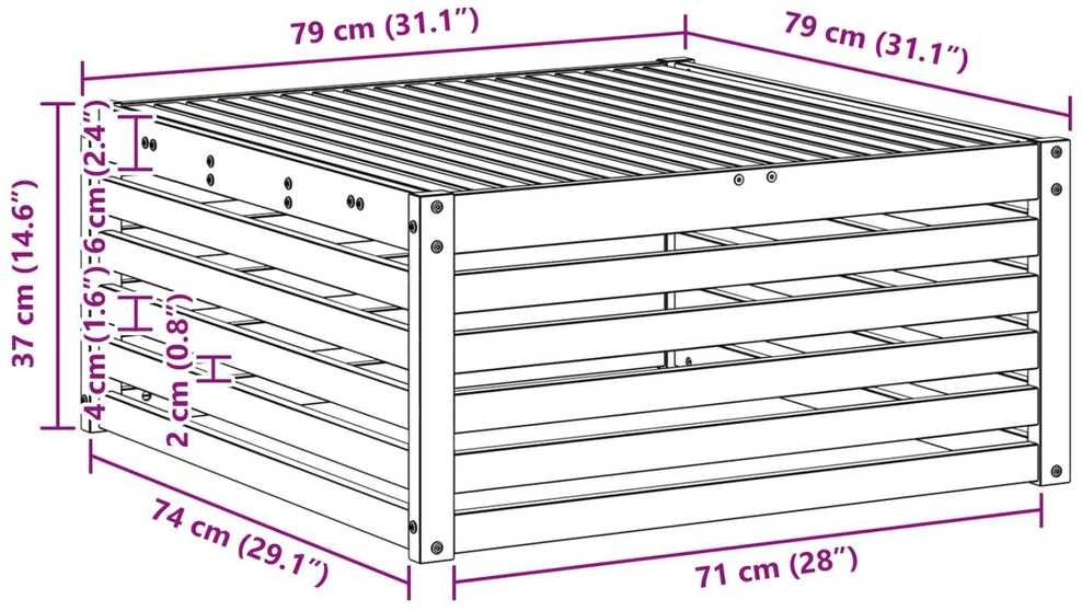 Lauko stalas Kietos akacijos mediena Natūrali 79 x 79 x 37 cm