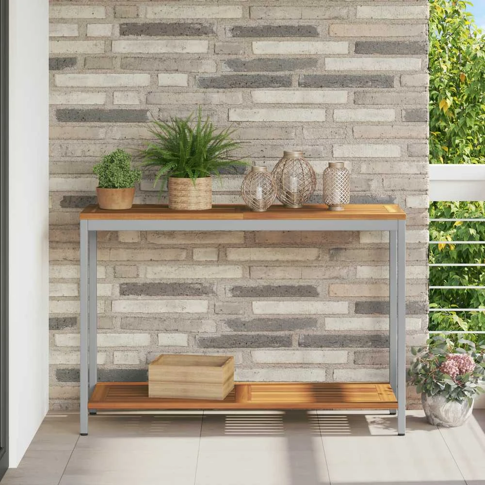 Lauko stalas su saugykla Natūrali ir pilka 110 x 35 x 75 cm