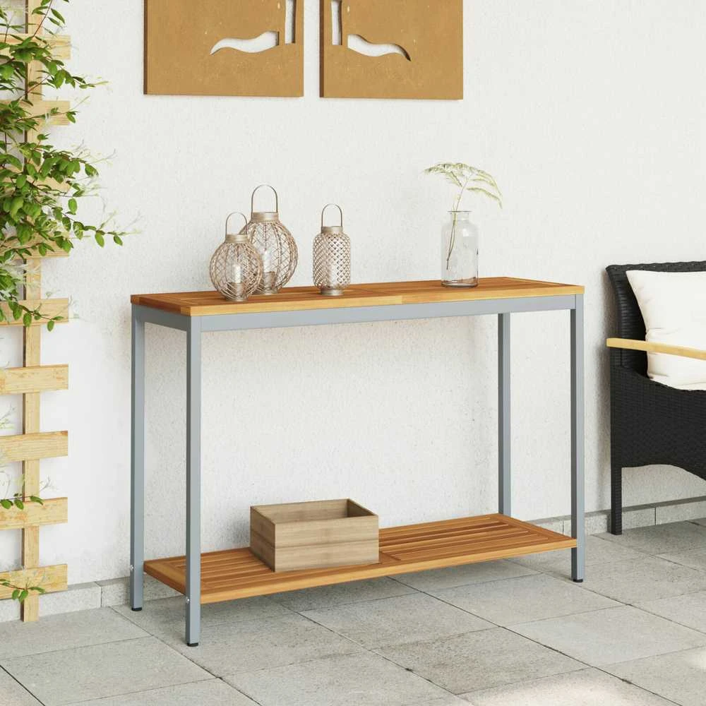 Lauko stalas su saugykla Natūrali ir pilka 110 x 35 x 75 cm