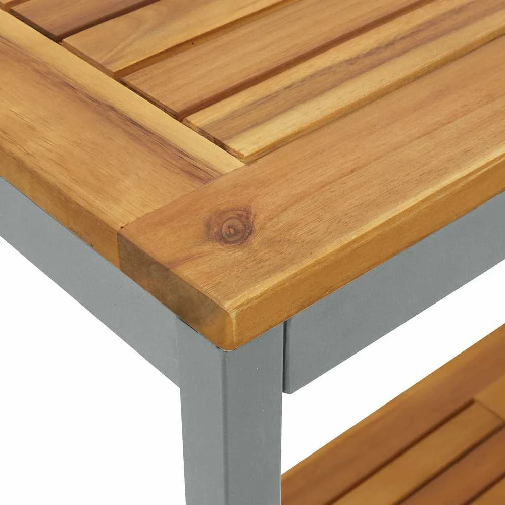 Lauko stalas su saugykla Natūrali ir pilka 110 x 35 x 75 cm