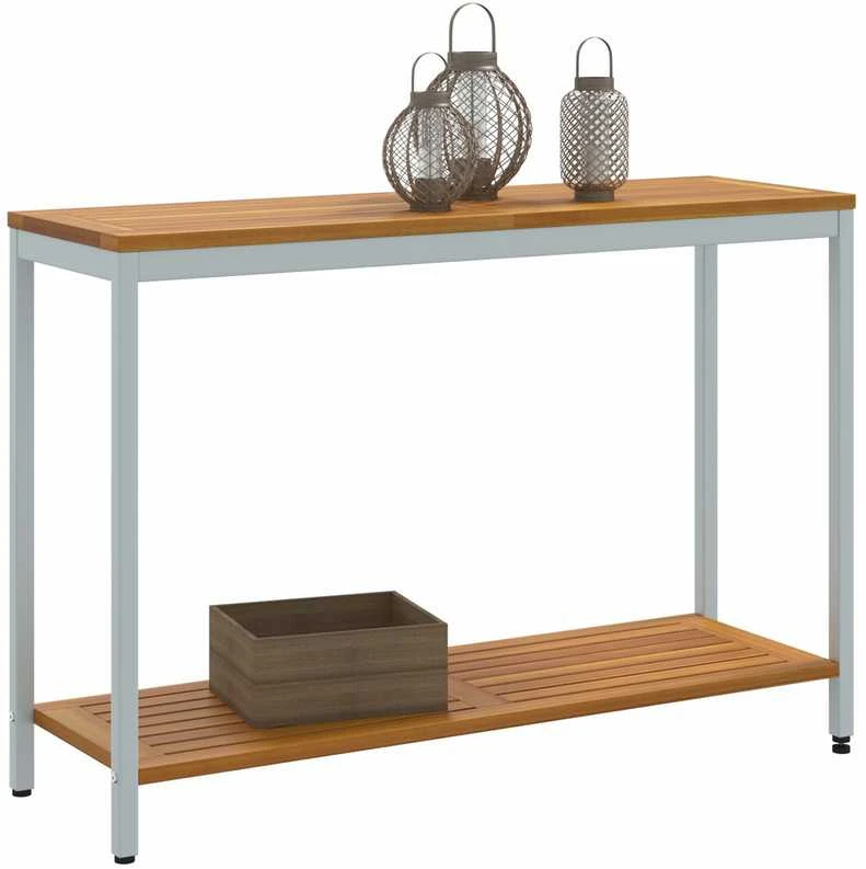 Lauko stalas su saugykla Natūrali ir pilka 110 x 35 x 75 cm
