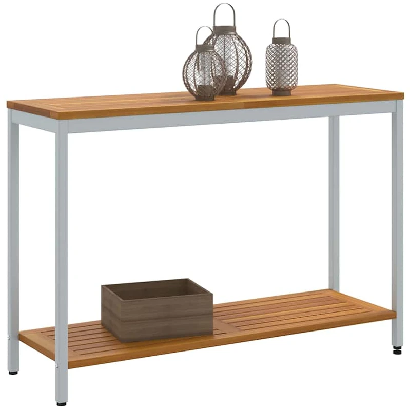 Lauko stalas su saugykla Natūrali ir pilka 110 x 35 x 75 cm