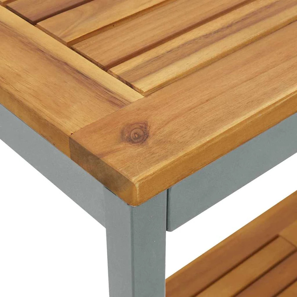 Lauko stalas su saugykla Natūrali ir pilka 110 x 35 x 75 cm
