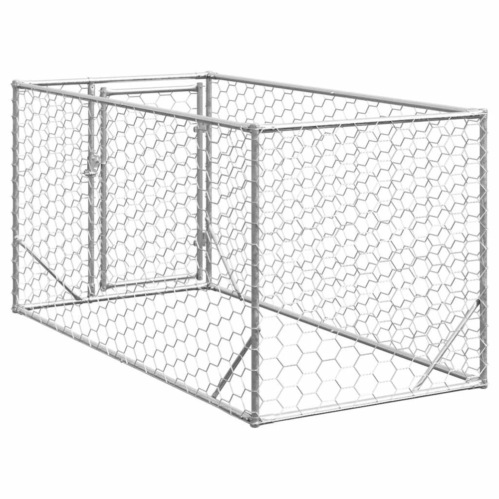 Lauko šunų voljeras su durelėmis, 2x1x1 m, cinkuotas plienas