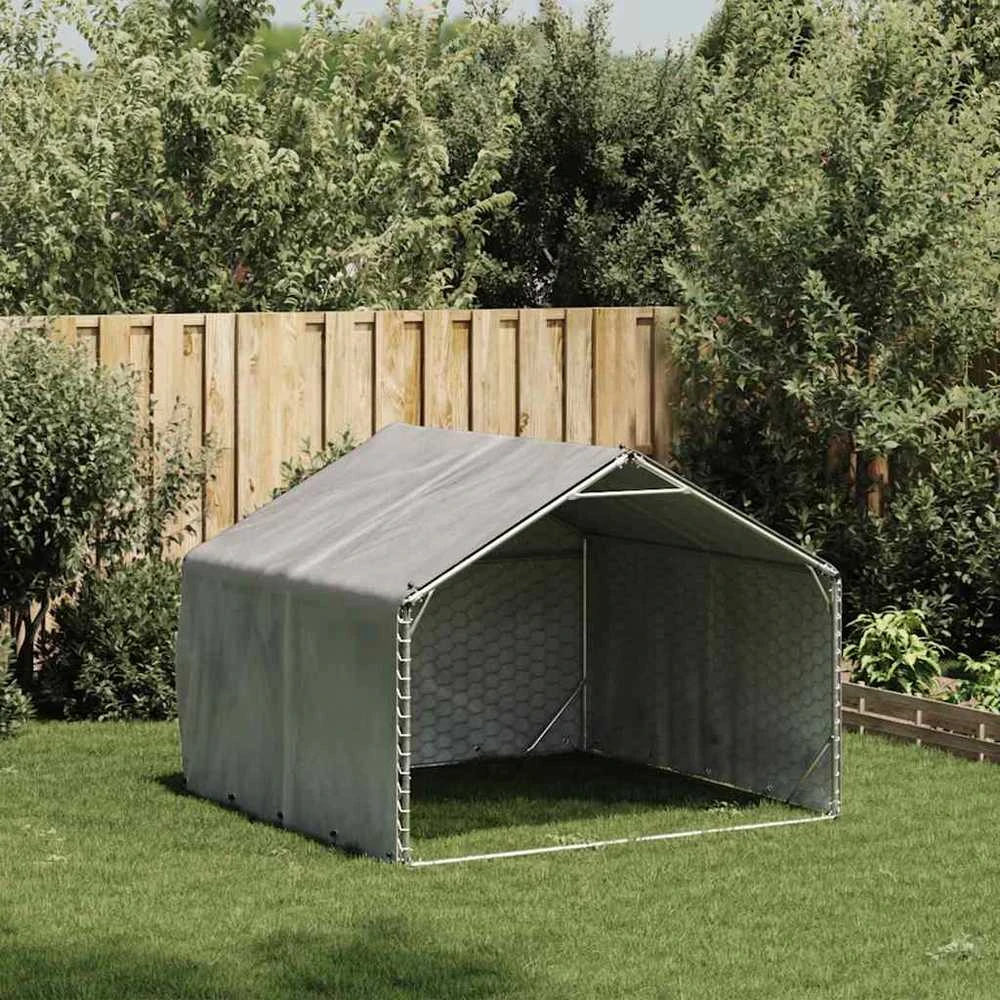 Lauko šunų voljeras su stogeliu, 2x2x1,5 m, cinkuotas plienas