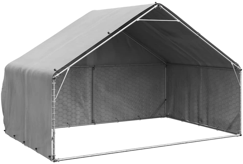 Lauko šunų voljeras su stogeliu, 3x2x1,9 m, cinkuotas plienas