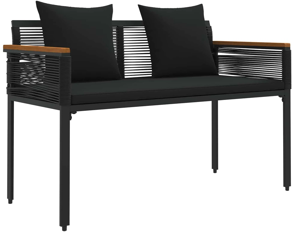 Lauko suolas su pagalve Juoda 117 x 54 x 74.5 cm poliratanas