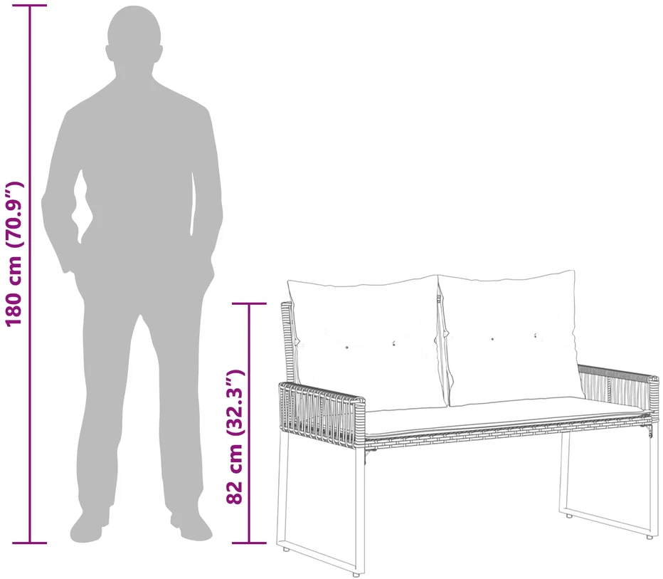 Lauko suolas 2 -Seater 4 vnt. 110 x 59 x 82 cm poliratanas