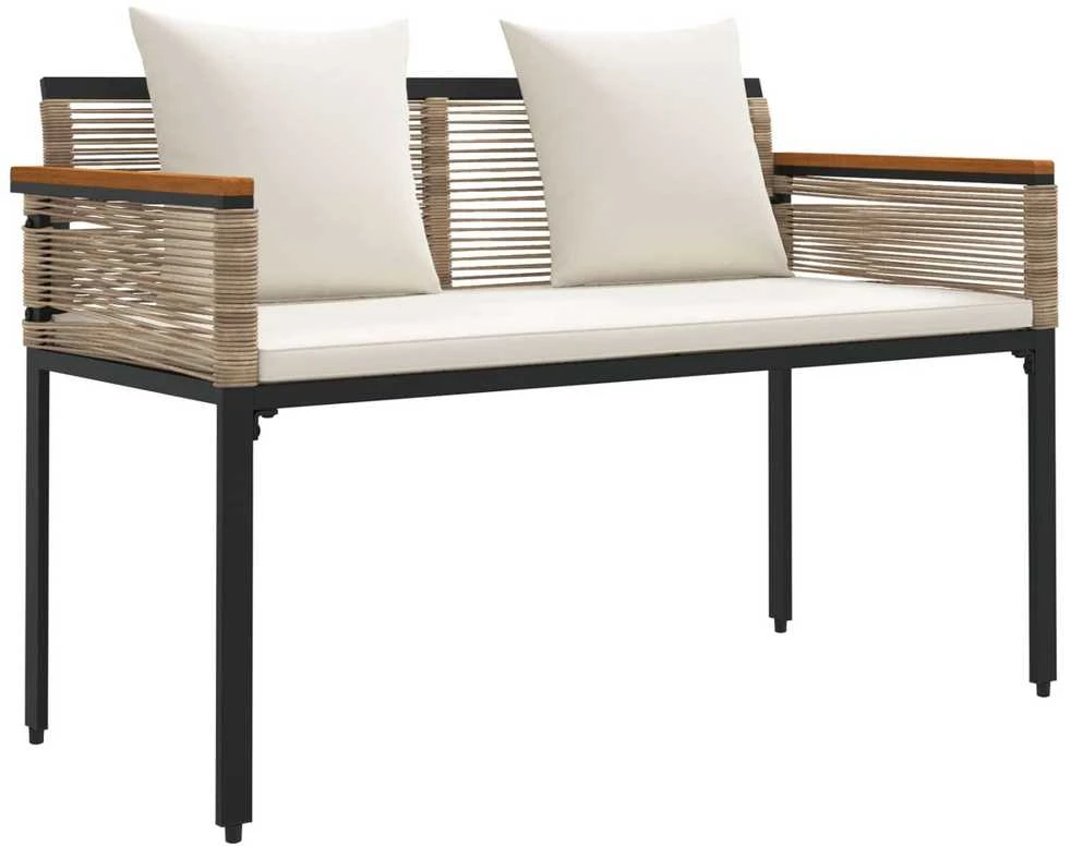 Lauko suolas Bežė ir kreminė balta 117 x 54 x 74.5 cm