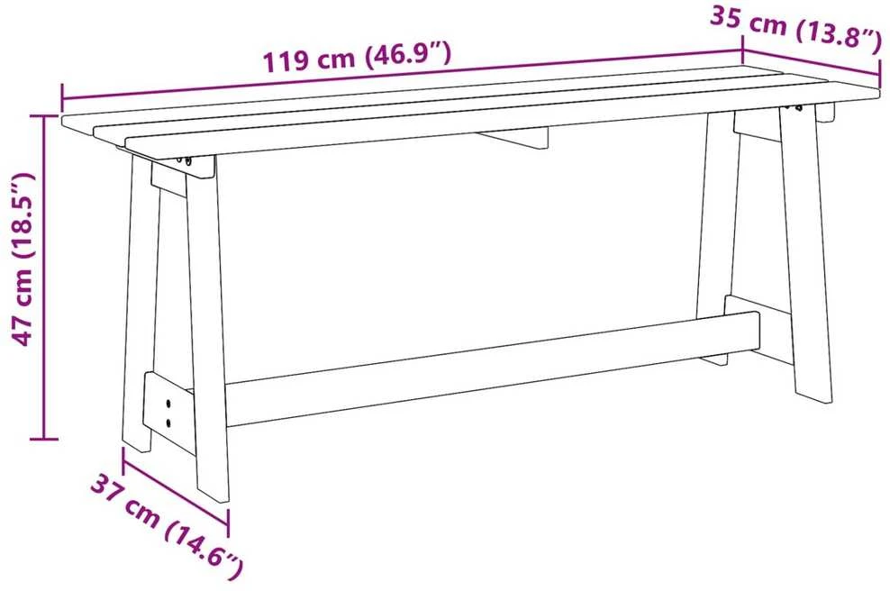 Lauko suolas Natūrali 119 x 37 x 47 cm Kietas pušų medis