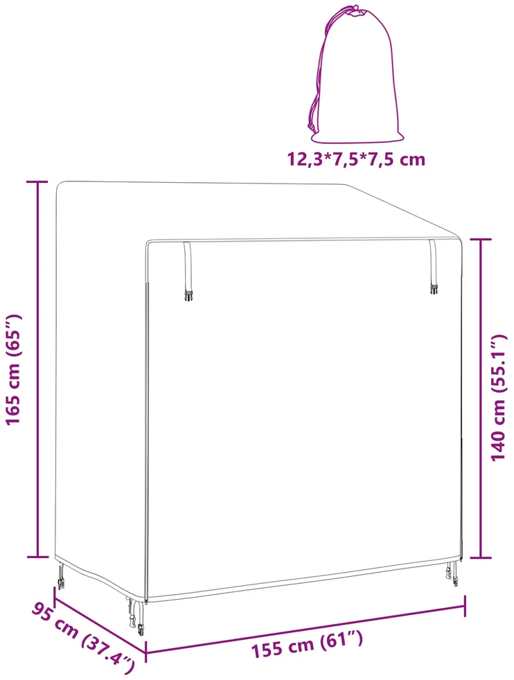 Lauko sūpynių uždangalas 155 x 95 x 165 cm