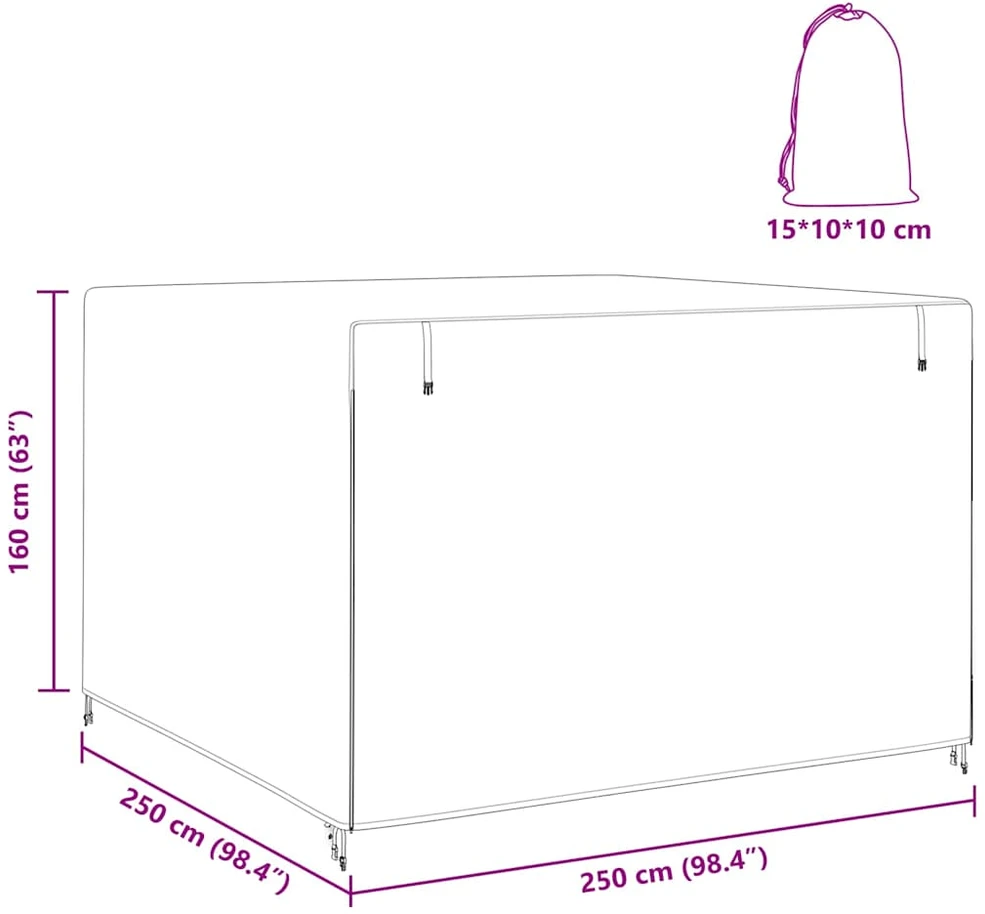 Lauko sūpynių uždangalas 250 x 250 x 160 cm